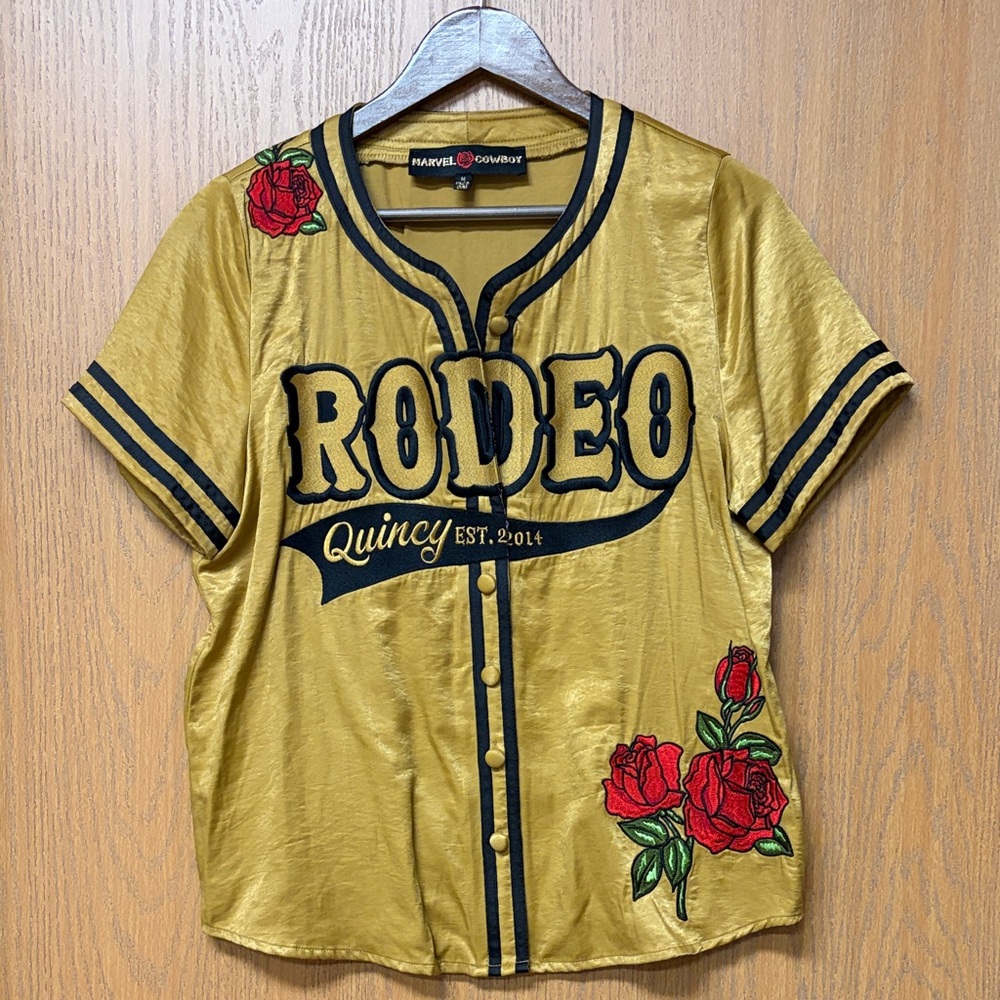 Rodeo Quincy Gold Button-Front Baseball Jersey Top